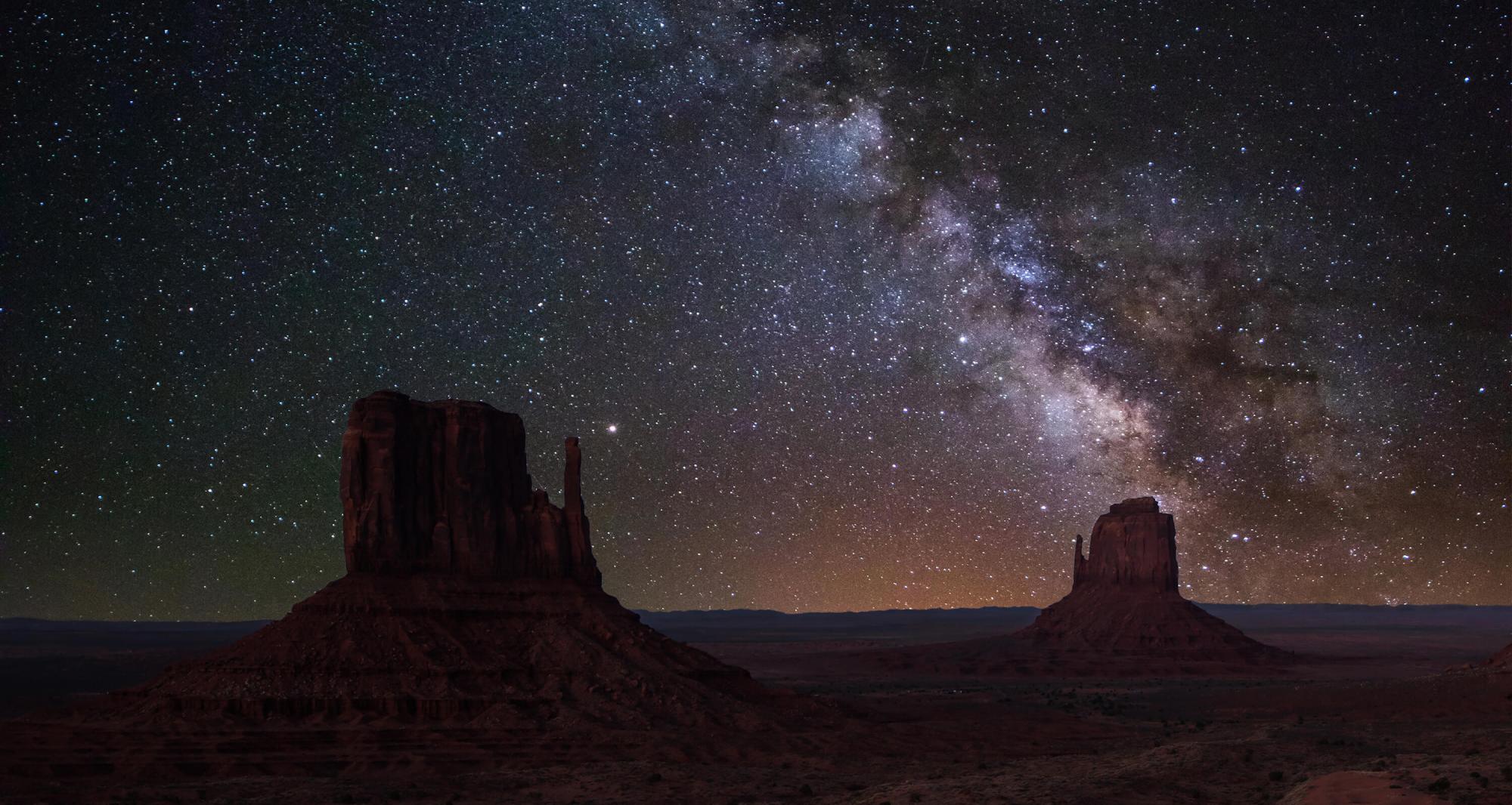 Monument valley at night