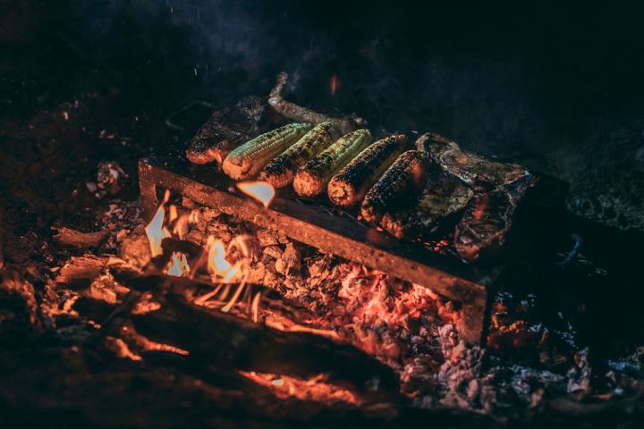 a close up of a fire